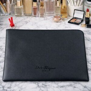 Salvatore Ferragamo Magnifica Toiletry Travel Large Zip Pouch Bag NEW